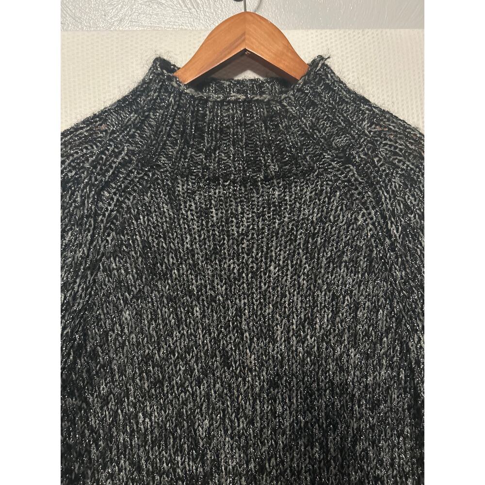 Express Women's Black Silver Metallic Marled Mock Neck Sweater‎ Large - Picture 2 of 9